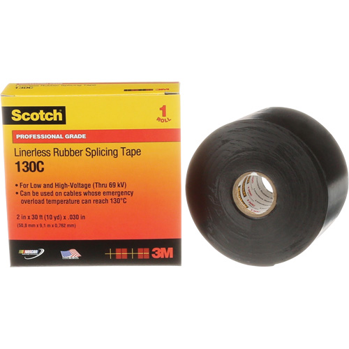 Ruban d'&eacute;pissage sans support en caoutchouc de calibre professionnel Scotch, 50,8 mm (2") la x 9 m (30') lo, 30 mils, Noir NRZ Safety Inc.