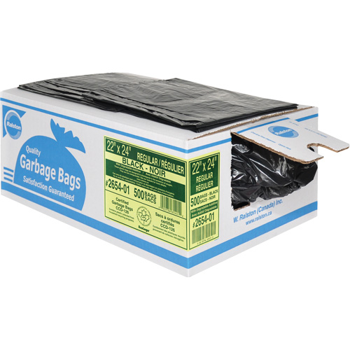 Sacs &agrave; d&eacute;chets industriels s&eacute;rie 2600, R&eacute;gulier, 24" la x 22" lo, Noir NRZ Safety Inc.