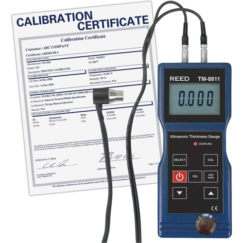 Thickness Gauge with ISO Certificate, Digital Display, Ultrasound, 0.05" to 7.9" (1.5 mm to 200 mm) Range NRZ Safety Inc.