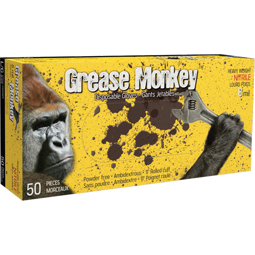 Gants Grease Monkey, Grand, Nitrile, 8 mils, Sans poudre, Noir NRZ Safety Inc.
