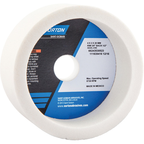 Tool Room Wheel, Type 06, Aluminum Oxide, 4" x 2" NRZ Safety Inc.