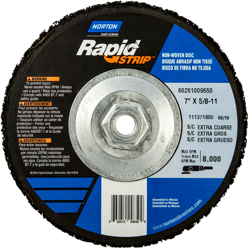 Disques &agrave; moyeu d&eacute;port&eacute; non tiss&eacute;s pour d&eacute;capage rapide Bear-Tex, 7" dia., Grain Extra grossier, Carbure de silicium NRZ Safety Inc.