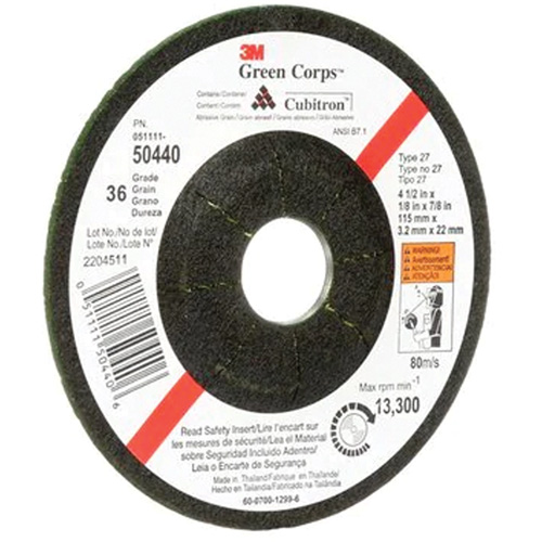 Green Corps Flexible Grinding Wheel, 4-1/2" x 1/8", 7/8" Arbor, Ceramic, Type 27 NRZ Safety Inc.