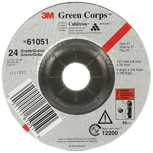 Meule flexible Green Corps, 5" x 1/4", Arbre 7/8", C&eacute;ramique, Type 1 NRZ Safety Inc.
