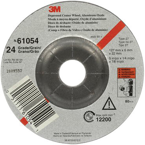 Depressed Centre Grinding Wheel, 5" x 27, Aluminum Oxide NRZ Safety Inc.