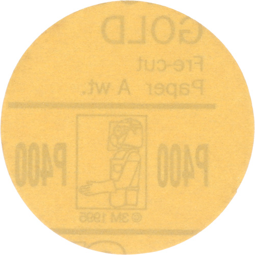 Gold Hookit Disc, 3" Dia., P400 Grit, Aluminum Oxide, C-Weight NRZ Safety Inc.