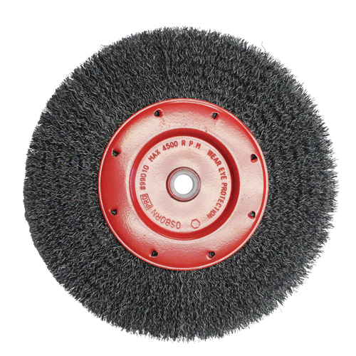 Brosses &eacute;conomiques &agrave; fils cr&ecirc;p&eacute;s - Face &eacute;troite, 6" dia., Fils 0.014, Arbre 2" NRZ Safety Inc.