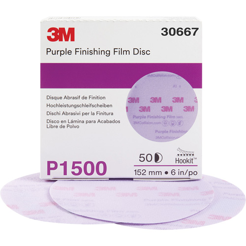 Hookit Purple Finishing Film Abrasive Disc, 6" Dia., P1500 Grit, Aluminum Oxide NRZ Safety Inc.