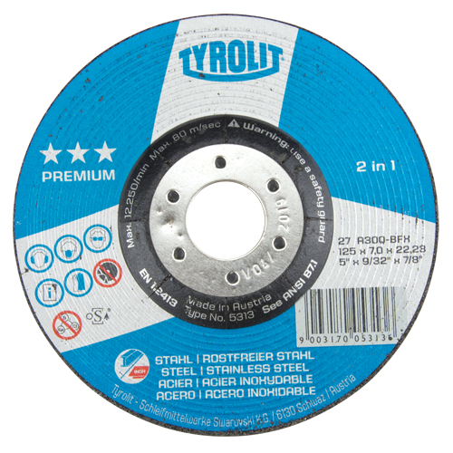 Meule 2-en-1 de premi&egrave;re qualit&eacute;, 5" x 9/32", Arbre 7/8", Type 27 NRZ Safety Inc.