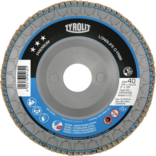 Disque &agrave; lamelles Long Life C-Trim, 5" x 7/8", Type 29, Grain 120, Zirconium NRZ Safety Inc.