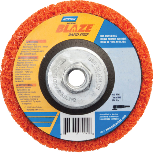 Disque &agrave; moyeu d&eacute;port&eacute; 4-1/2" non tiss&eacute; Blaze Rapid Strip, 4-1/2" dia., Grain Cors&eacute; NRZ Safety Inc.