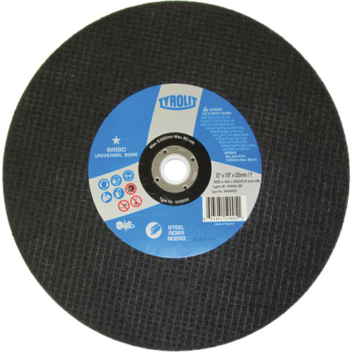Basic Cut-Off Wheel, 12" x 1/8", 1" Arbor, 1, Aluminum Oxide NRZ Safety Inc.