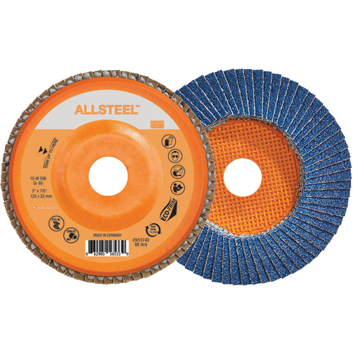 AllSteel Flap Disc, 5" x 7/8", Type 27, 60 Grit, Zirconia Alumina NRZ Safety Inc.