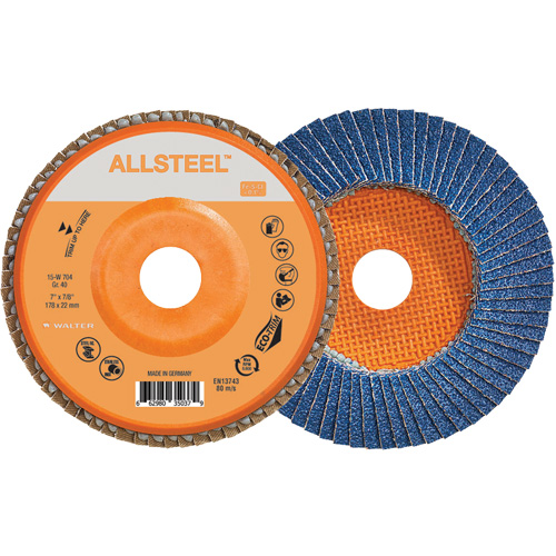 AllSteel Flap Disc, 7" x 7/8", Type 27, 40 Grit, Zirconia Alumina NRZ Safety Inc.