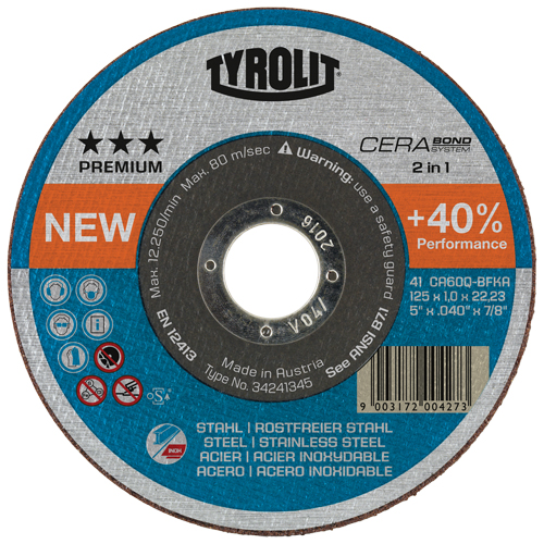 Meule &agrave; tronçonner Cerabond, 5" x 0,045", Arbre de 7/8", Type 1, C&eacute;ramique, 12250 Tr/min NRZ Safety Inc.