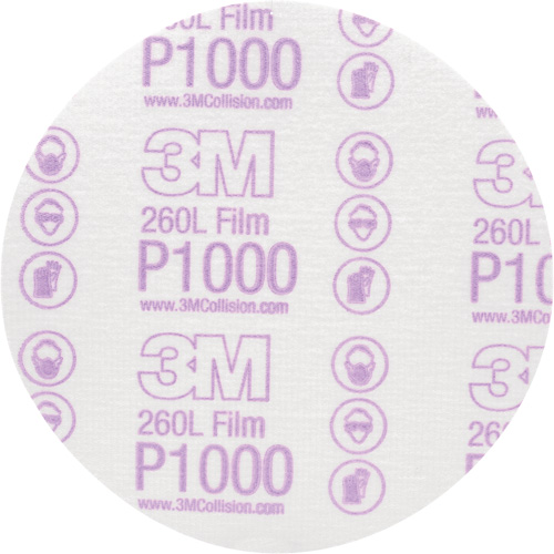 Hookit Finishing Film Disc, 6" Dia., P1000 Grit, Aluminum Oxide, Film NRZ Safety Inc.