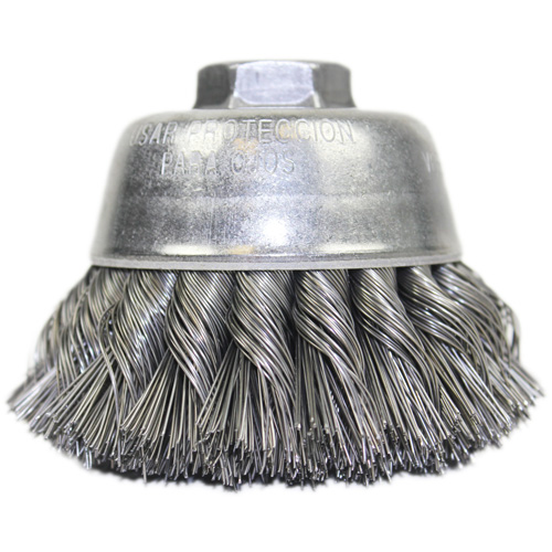 Knot Wire Cup Brush, 3-1/2" Dia. x 5/8"-11 Arbor NRZ Safety Inc.