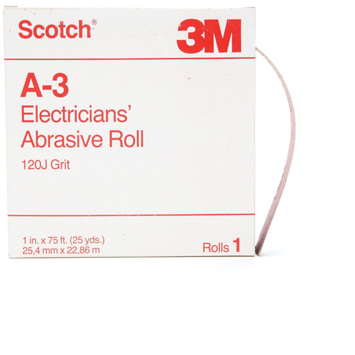 Scotch&reg; A-3 Electrician's Abrasive Roll, Aluminum Oxide, 1" W x 75' L, 120 Grit NRZ Safety Inc.