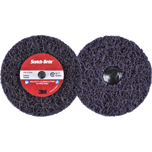 Disque  Clean and Strip  XT Pro Roloc Scotch-Brite, 4" dia., Grain Extra grossier, Carbure de silicium NRZ Safety Inc.