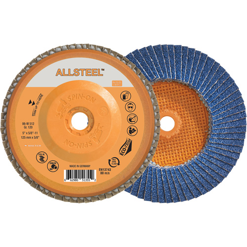 AllSteel Flap Disc, 5" x 5/8"-11, Type 27, 120 Grit, Zirconia Alumina NRZ Safety Inc.