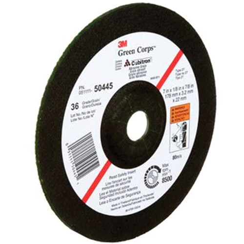 Green Corps Depressed Centre Wheel, 7" x 1/8", 7/8" Arbor, Ceramic, Type 27 NRZ Safety Inc.