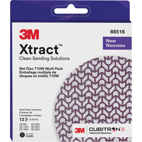 Xtract Cubitron II Net Disc 710W Assorted Pack, 6" Dia., 80+/120+/180+/220+/240+/320+ Grit, Ceramic NRZ Safety Inc.