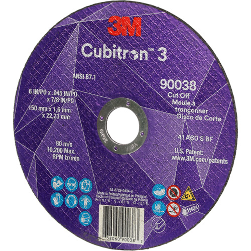 Cubitron 3 Cut-Off Wheel, 6" x 0.045", Type T27, Ceramic, 10200 RPM NRZ Safety Inc.
