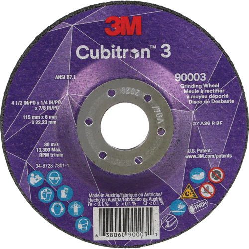 Cubitron 3 meule a moyeu d&eacute;port&eacute;, 4-1/2" x 1/4", Arbre 7/8", C&eacute;ramique, Type T27 NRZ Safety Inc.