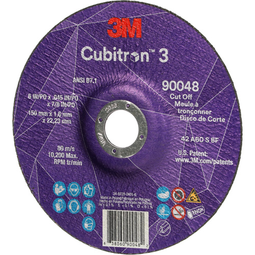 Cubitron 3 Cut-Off Wheel, 6" x 0.045", 7/8" Arbor, Type T27, Ceramic, 10200 RPM NRZ Safety Inc.