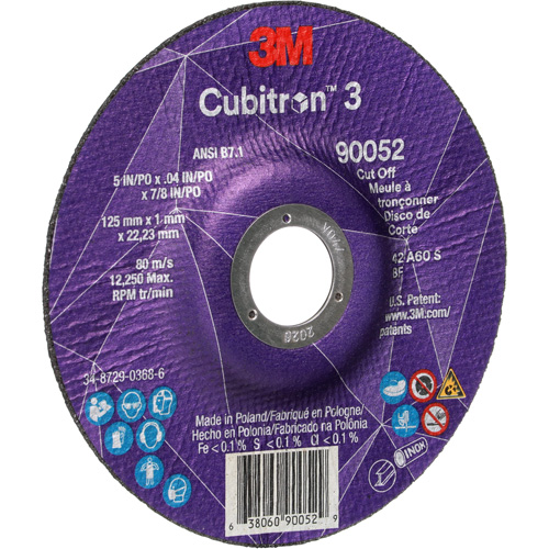 Meule &agrave; tronçonner Cubitron 3, 5" x 0,04", Arbre de 7/8", Type 27, C&eacute;ramique, 60 Tr/min NRZ Safety Inc.