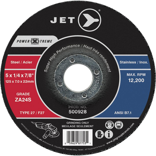 Power-Xtreme ZA24S Grinding Wheel, 5" x 1/4", 7/8" Arbor, Type 27 NRZ Safety Inc.