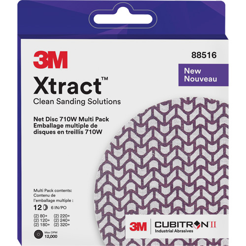Xtract Cubitron II Net Disc 710W Multi Pack, 6" Dia., 80+/120+/240+/220+/320+/180+ Grit, Ceramic NRZ Safety Inc.