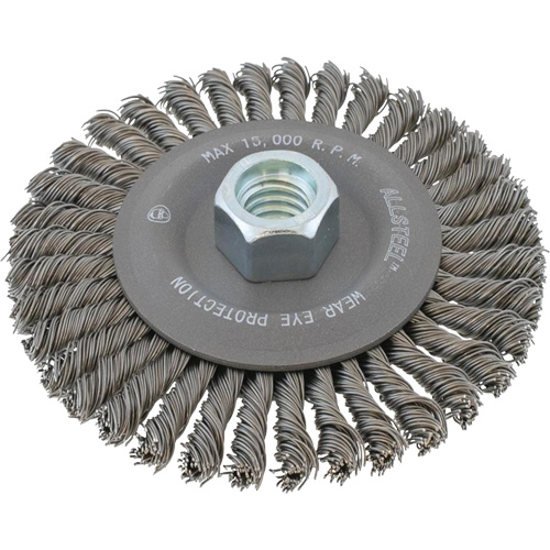 ALLSTEEL Wheel Wire Brush, 6" Dia., 0.02" Fill, 5/8"-11 Arbor NRZ Safety Inc.