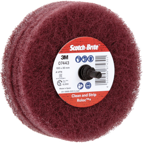 Roue de ponçage &agrave; usage g&eacute;n&eacute;ral Scotch-Brite Roloc Plus, 4" dia. NRZ Safety Inc.