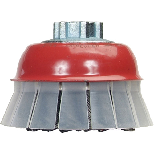 Brosse-boisseau &agrave; fils nou&eacute;s avec protecteur, 4" dia. x 5/8"-11 arbre NRZ Safety Inc.