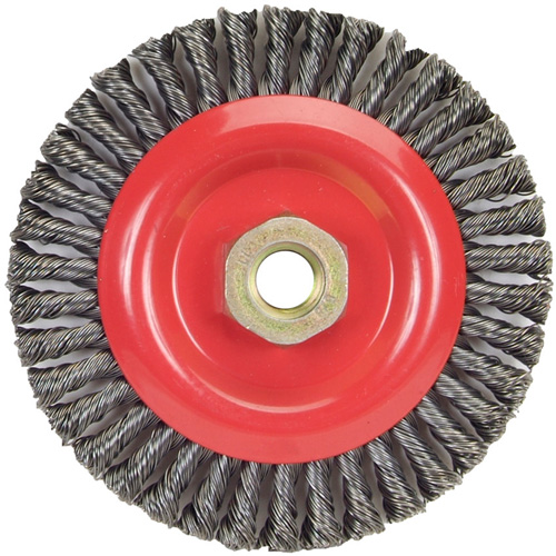 Brosse &agrave; fils nou&eacute;s pour cordons de soudure pour meuleuse angulaire, Dia. 5", Fils 0,02", Arbre 5/8"-11, Acier NRZ Safety Inc.