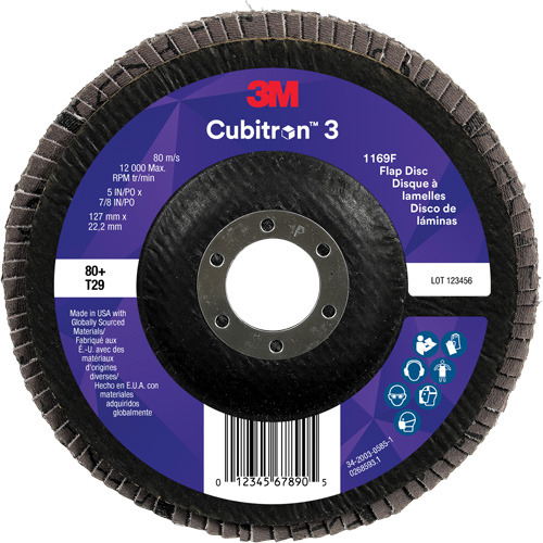 Cubitron 3 Conical  Flap Disc 1169F, 5" x 7/8", Type T29, 80+ Grit, Ceramic NRZ Safety Inc.