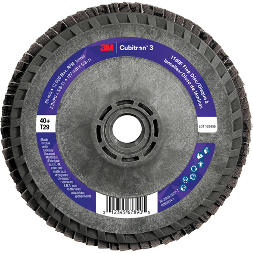 Disque &agrave; lamelles conique 1169F Cubitron 3 &agrave; changement rapide, 5" x 5/8"-11, Type T29, Grain 40+, C&eacute;ramique NRZ Safety Inc.