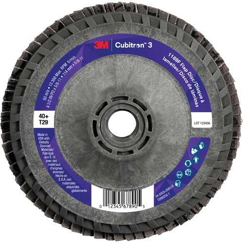 Disque &agrave; lamelles conique 1169F Cubitron 3 &agrave; changement rapide, 4-1/2" x 5/8"-11, Type T29, Grain 40+, C&eacute;ramique NRZ Safety Inc.