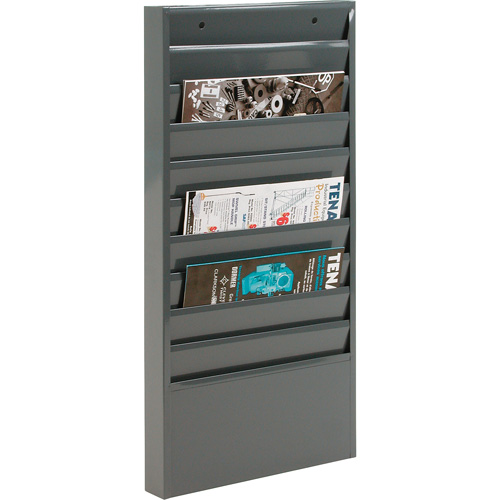 Literature Storage Racks, Stationary, 10 Slots, Steel, 13-1/8" W x 2" D x 26-1/4" H NRZ Safety Inc.
