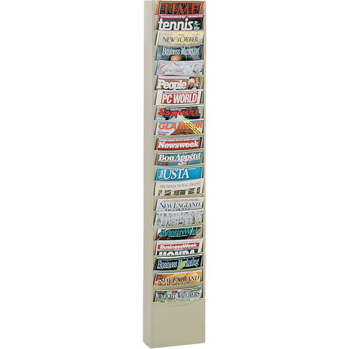 Literature Rack, Wall Mount, 20 Slots, Steel, 9-3/4" W x 4-1/8" D x 58" H NRZ Safety Inc.