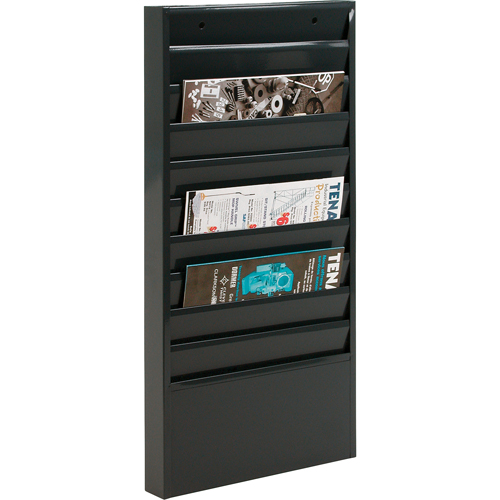 Literature Storage Racks, Stationary, 10 Slots, Steel, 13-1/8" W x 2" D x 26-1/4" H NRZ Safety Inc.