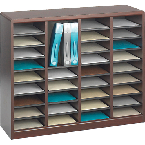 E-Z Stor&reg; Literature Organizer, Stationary, 36 Slots, Wood, 40" W x 3/4" D x 32-1/2" H NRZ Safety Inc.