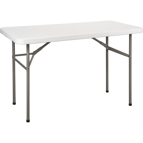 Folding Table, Rectangular, 48" L x 24" W, Polyethylene, White NRZ Safety Inc.