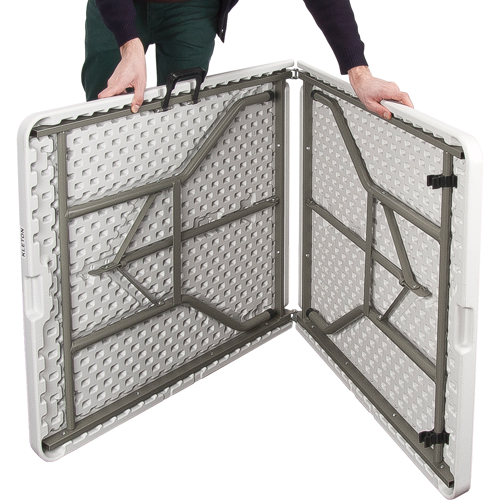 Fold-in-Half Table, Rectangular, 72" L x 30" W, Polyethylene, White NRZ Safety Inc.