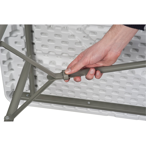 Fold-in-Half Table, Rectangular, 72" L x 30" W, Polyethylene, White NRZ Safety Inc.