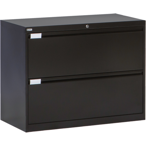 Lateral Filing Cabinet, Steel, 2 Drawers, 36" W x 18" D x 27-7/8" H, Black NRZ Safety Inc.