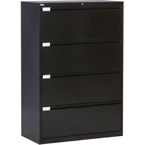 Lateral Filing Cabinet, Steel, 4 Drawers, 36" W x 18" D x 53-3/8" H, Black NRZ Safety Inc.