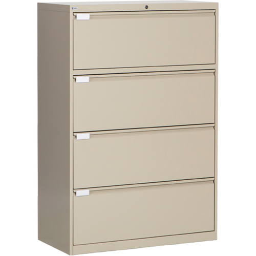 Lateral Filing Cabinet, Steel, 4 Drawers, 36" W x 18" D x 53-3/8" H, Beige NRZ Safety Inc.