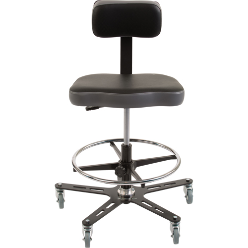 TF160 Industrial Grade Ergonomic Chair, Mobile, Adjustable, 20-1/2" - 28-1/2", Vinyl Seat, Black/Grey NRZ Safety Inc.